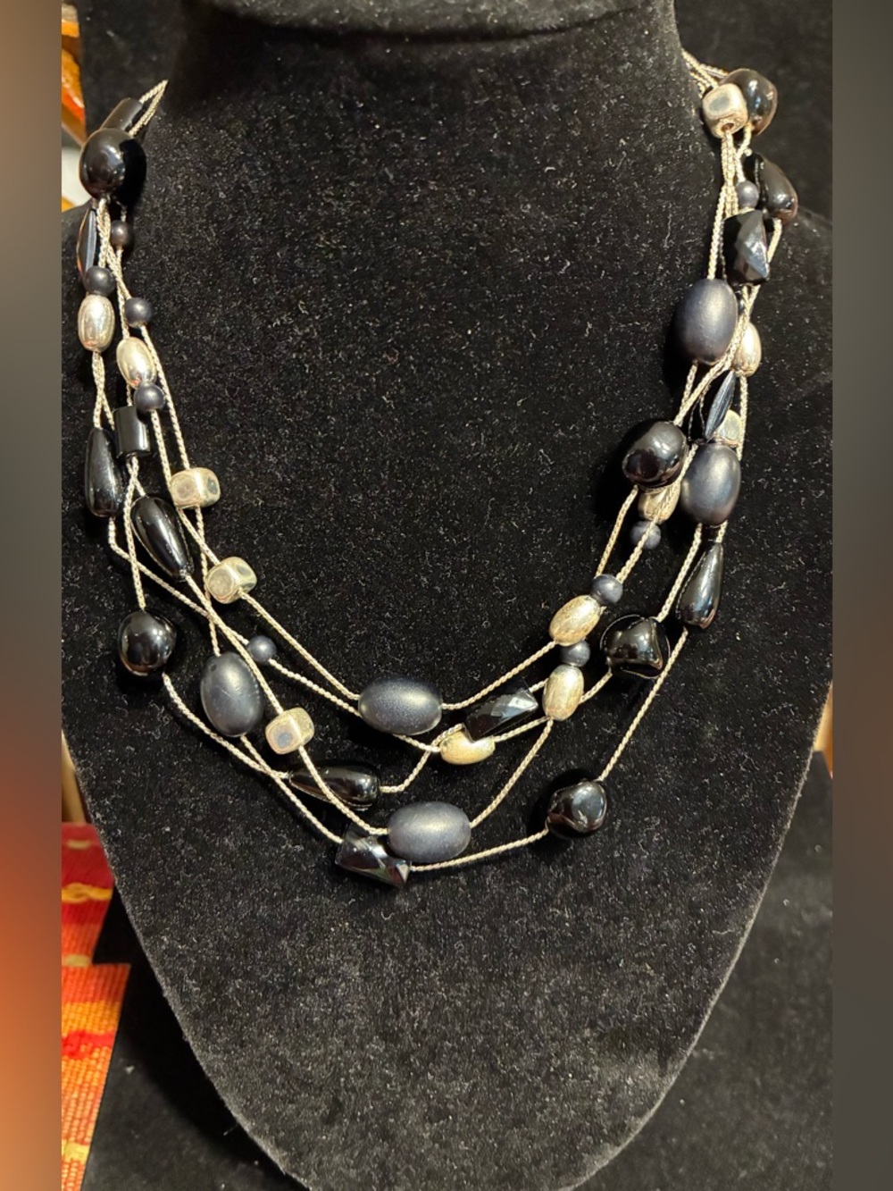 Vintage Ann Klein EUC Multi-Strand Black/ Silver tone earrings & unbra. Earrings - Picture 7 of 15